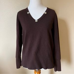 Caslon Flower V-Neck Sweater